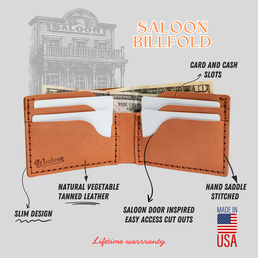 SALOON BILLFOLD - Slim traditional leather wallet